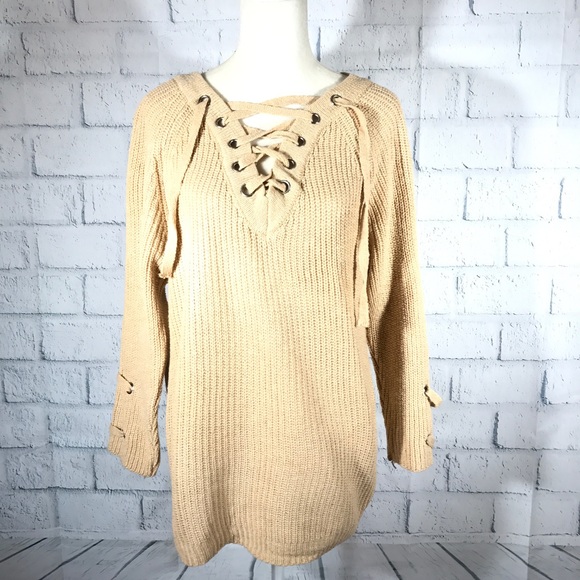 PULLOVER V-NECK BANDAGE LONG SLEEVES SWEATER - Picture 2 of 5